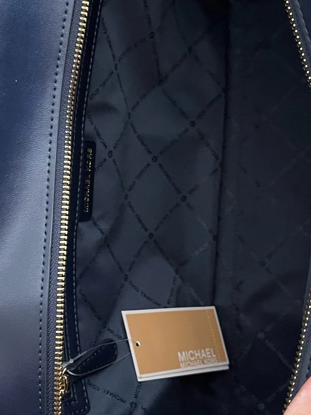Michael Kors Scarlett Large East West Top Zip Tote Bag Navy Blue